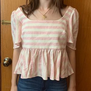 Zara TRF Collection Pink and White Blouse